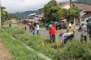 Pemerintah Kecamatan dan Masyarakat Tanjung Raya Goro Bersihkan Pohon Pelindung