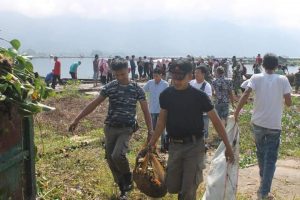 Ratusan Anggota Karang Taruna se-Sumbar Goro Massal di Danau Maninjau