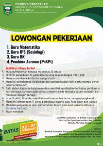Ponpes Sumatera Thawalib Parabek Buka Penerimaan Guru dan Pembina Asrama